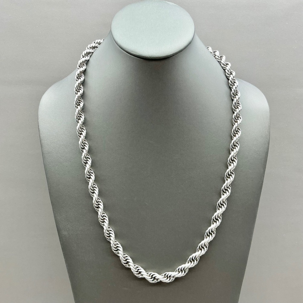 Monet Rope Necklace Women Silver Tone Vintage Textured Link Thick Chain 24"